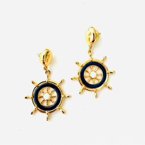 Nautical Gold and Blue Earrings